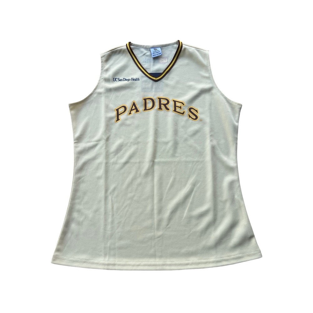 San Diego SD Padres MLB Baseball Jersey Tank Top Cream Brown Yellow Women M New